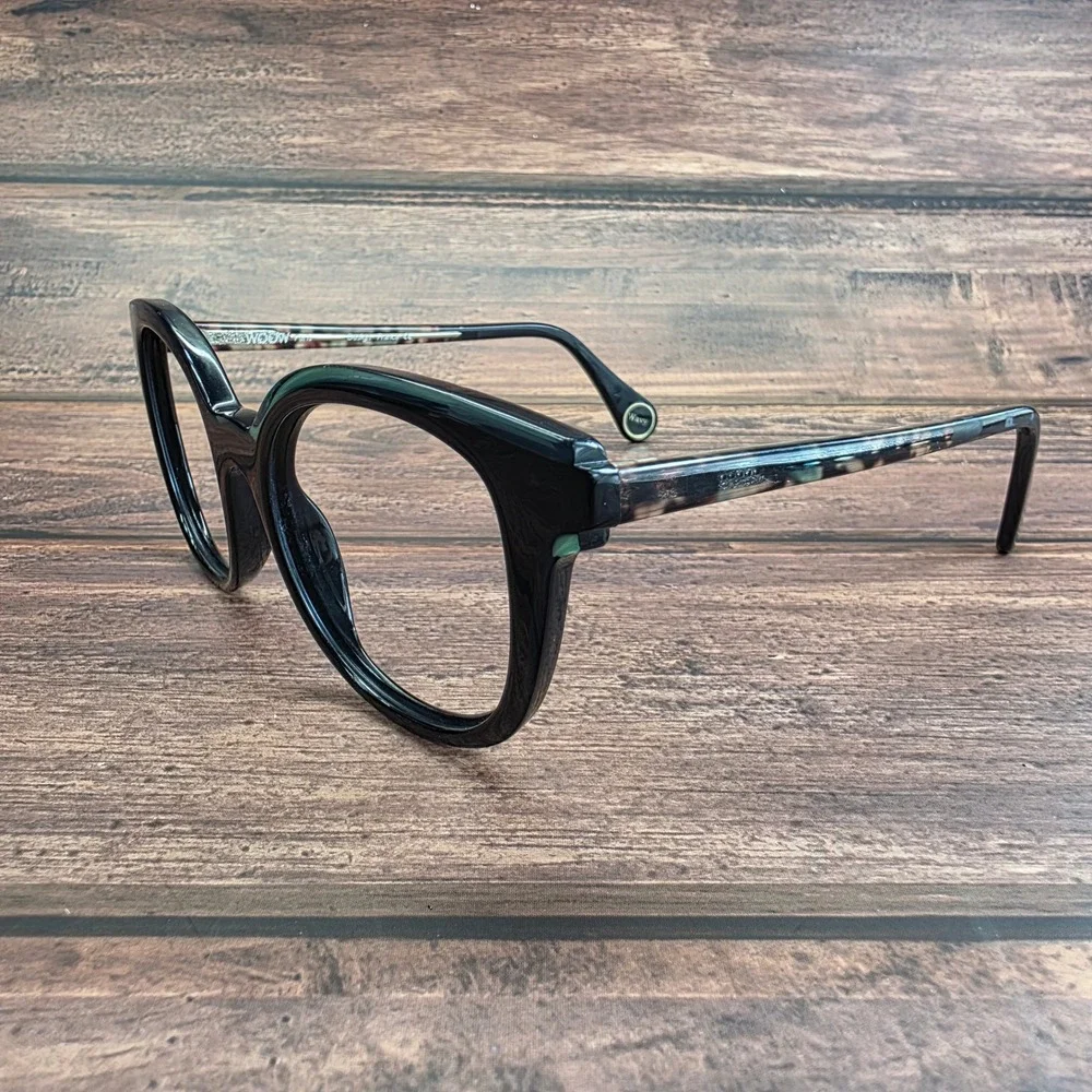 WOOW Paris Super Wavy 1 Eyeglasses Black Tortoise Teal 49-18-140 Col 0045